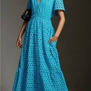 Anthropologie Somerset Turquoise Eyelet Maxi Dress : Easter or Passover